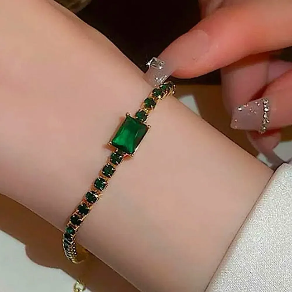 Emerald Gol Plated Zircon Bracelet